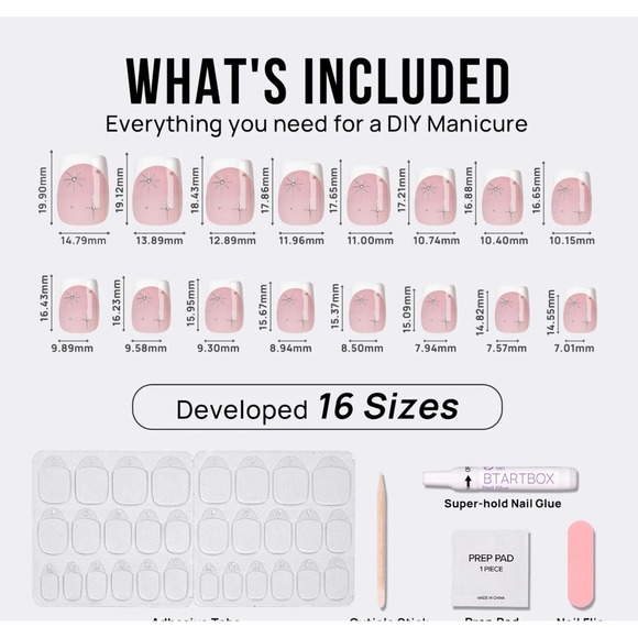 BTArtbox Press On Nails  square-  Starlit Sparkle Press-On Nails – Square Shape, - Picture 3 of 3